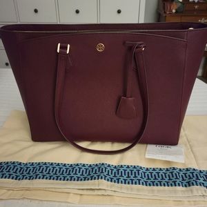 Tory Burch Maroon Robinson Tote